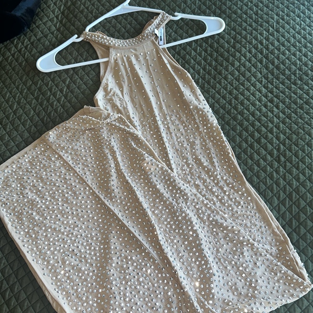 Rhine stone see through mesh maxi dress